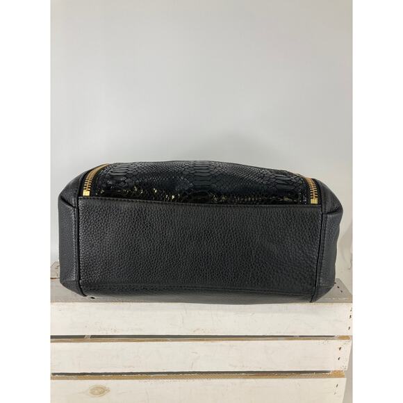 MICHAEL KORS, LARGE BLACK LEATHER ANIMAL PRINT SHOULDER BAG - Picture 6 of 12